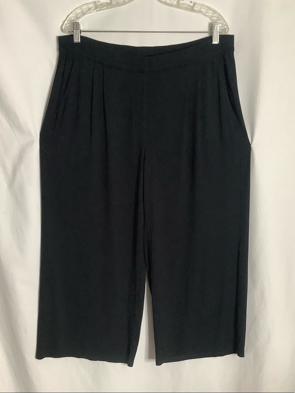 J. Jill Wearever Collection Black Wide-Leg Cropped Trousers Size L